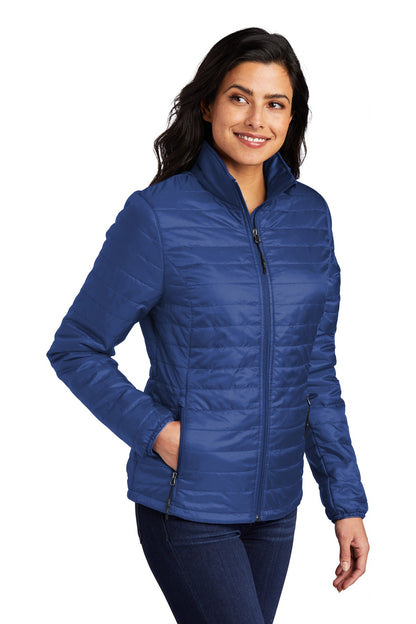 Cobalt Blue Port Authority Women's Packable Puffy Jacket L850 plain