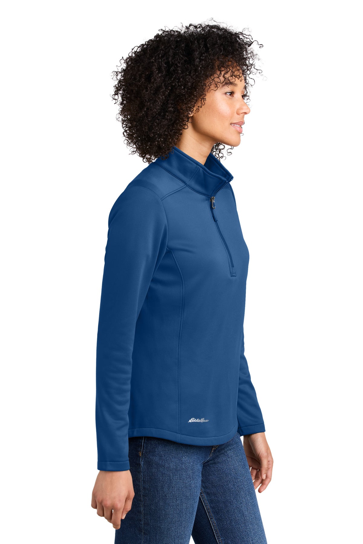 CobaltBl Eddie Bauer Women's Smooth Mid Layer Fleece 1/2-Zip EB2370 plain