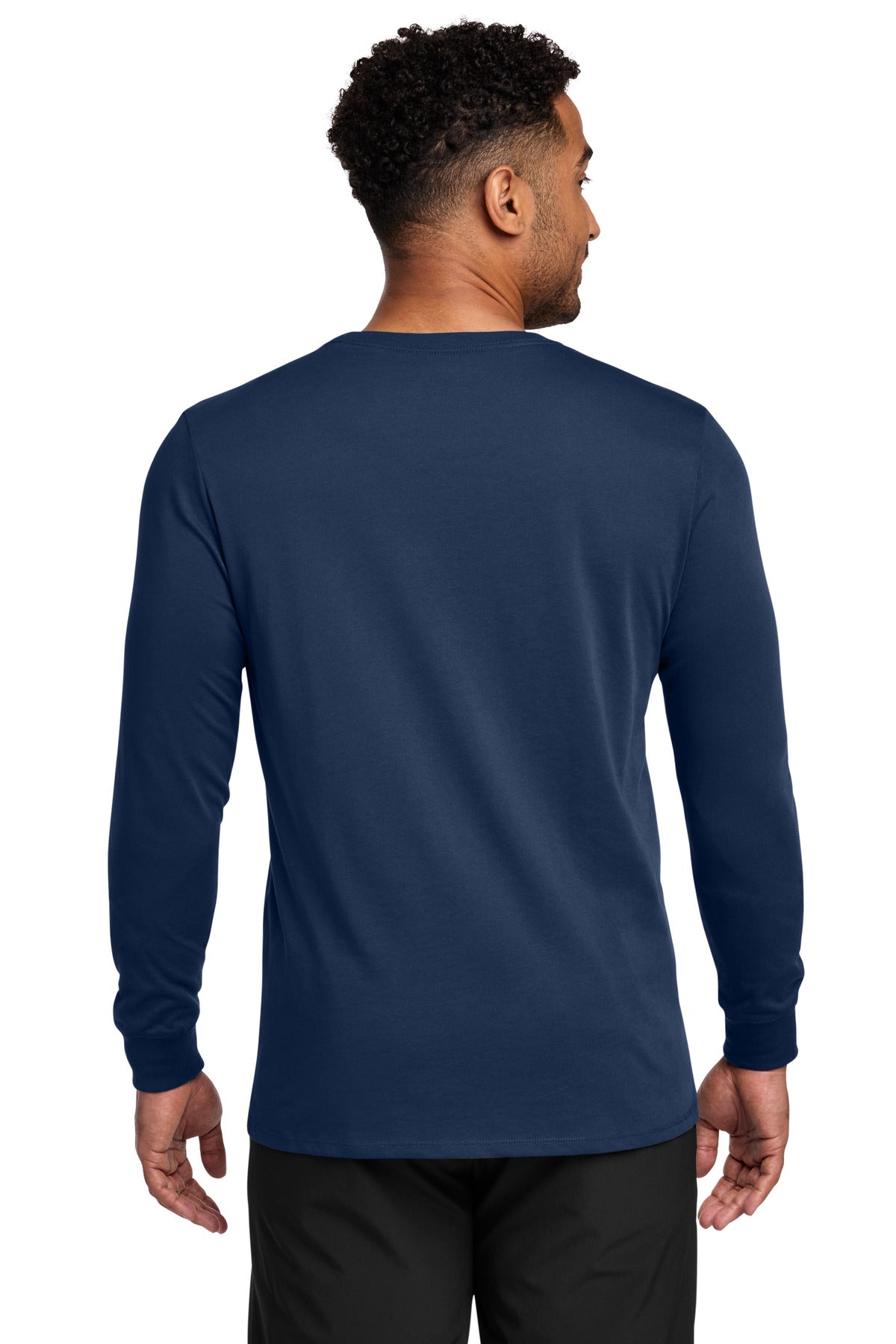 College Navy Nike Dri-FIT Cotton/Poly Long Sleeve Tee. NKBQ5230 plain