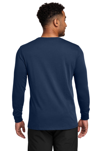College Navy Nike Dri-FIT Cotton/Poly Long Sleeve Tee. NKBQ5230 plain