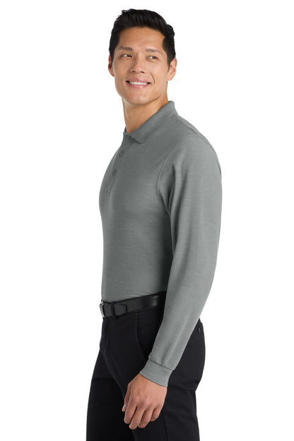 Cool Gray Port Authority Silk Touch Long Sleeve Polo. K500LS