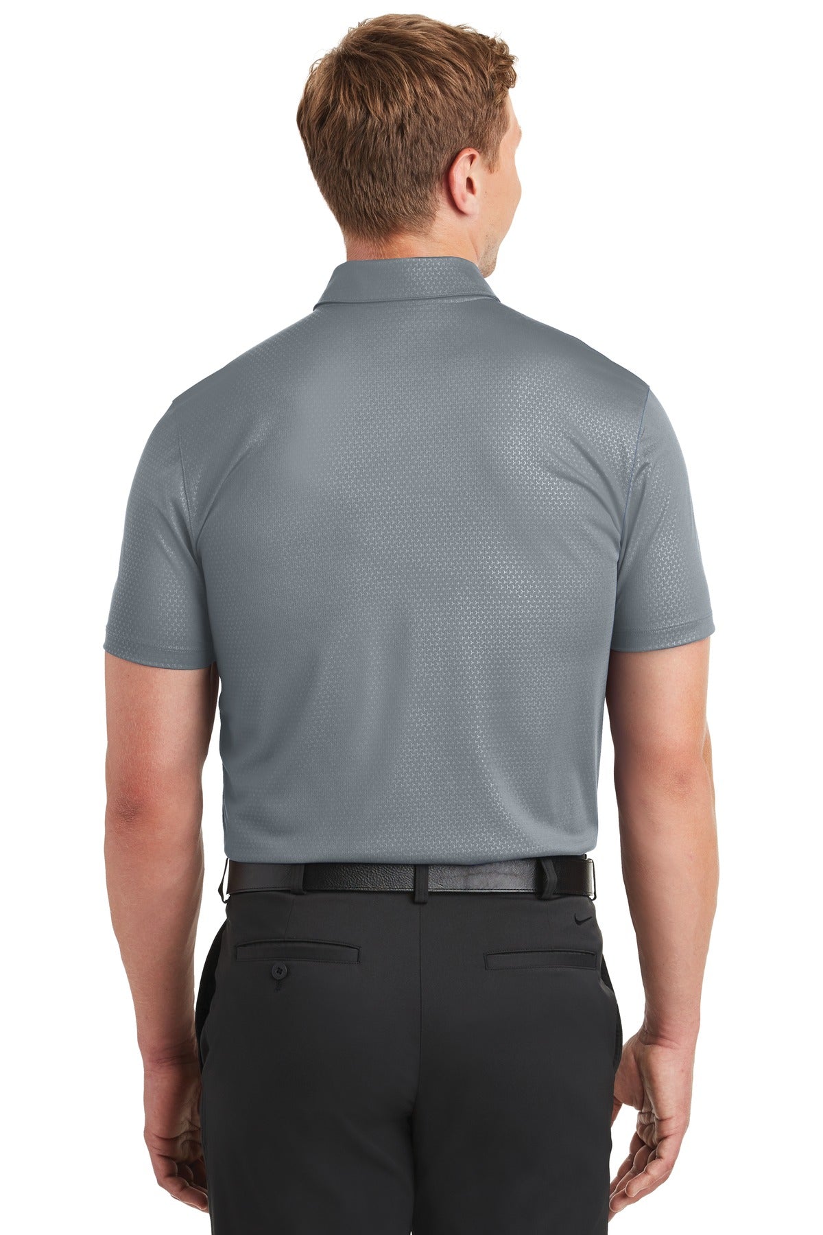 Cool Grey Nike Dri-FIT Embossed Tri-Blade Polo. 838964 plain