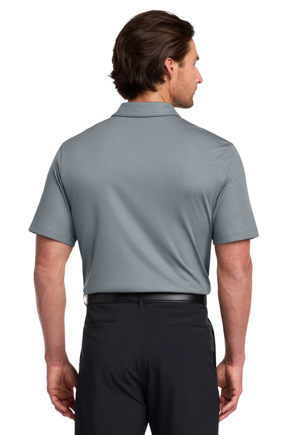 Cool Grey Nike Dri-FIT Embossed Tri-Blade Polo. 838964 plain