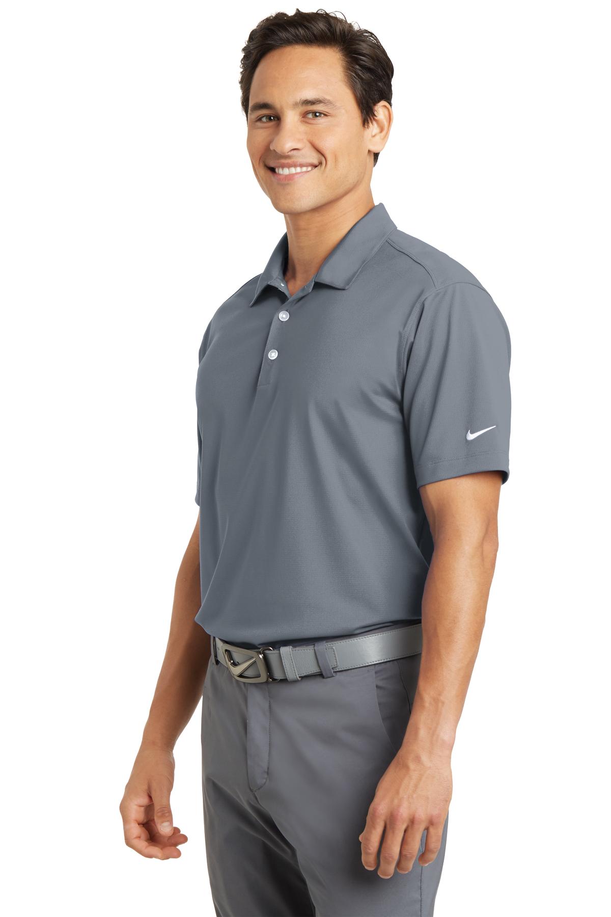 Cool Grey Nike Dri-FIT Vertical Mesh Polo. 637167 plain