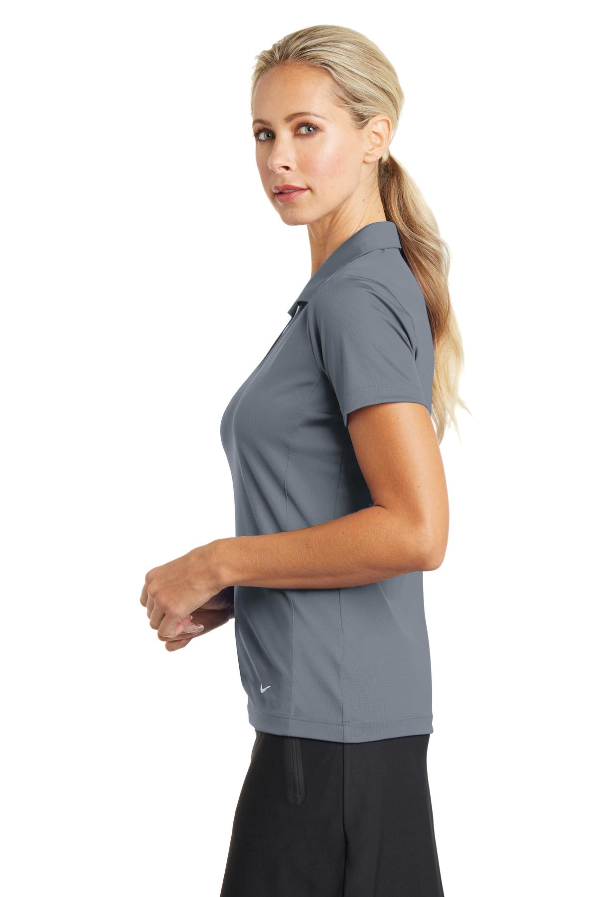 Cool Grey Nike Women's Dri-FIT Vertical Mesh Polo. 637165 plain