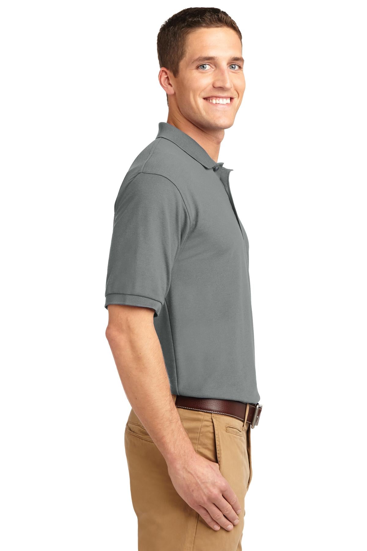 Cool Grey Port Authority Silk Touch Polo K500 plain