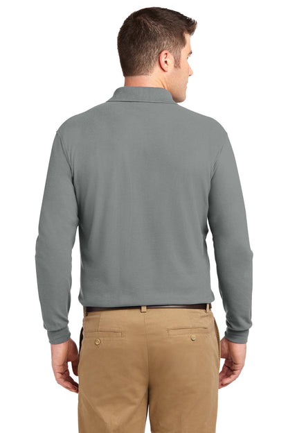 Cool Grey Port Authority Tall Silk Touch Long Sleeve Polo. TLK500LS plain