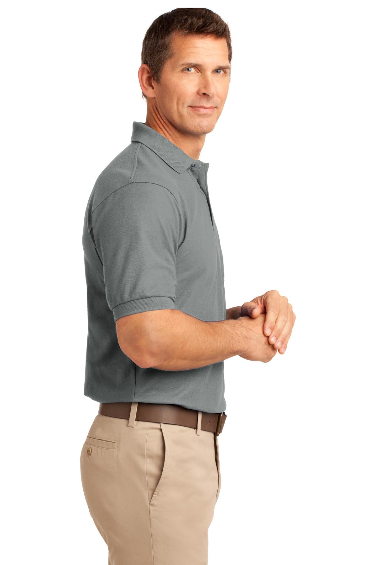 Cool Grey Port Authority Tall Silk Touch Polo with Pocket. TLK500P plain