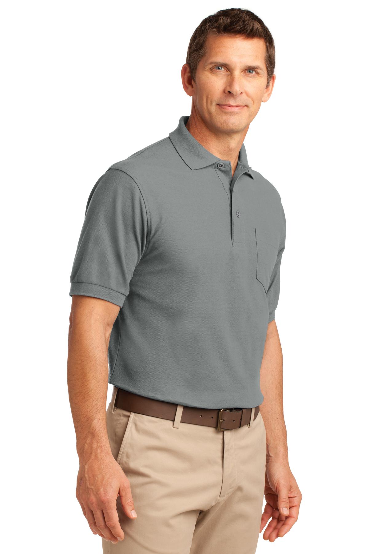 Cool Grey Port Authority Tall Silk Touch Polo with Pocket. TLK500P plain