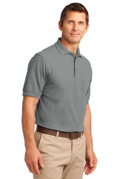 Cool Grey Port Authority Tall Silk Touch Polo with Pocket. TLK500P plain