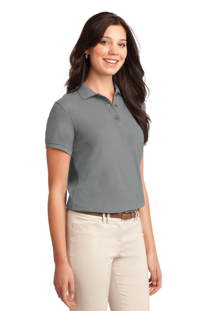Cool Grey Port Authority Women's Silk Touch Polo. L500 plain