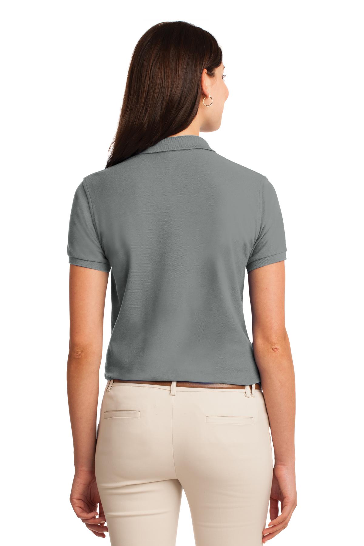Cool Grey Port Authority Women's Silk Touch Polo. L500 plain