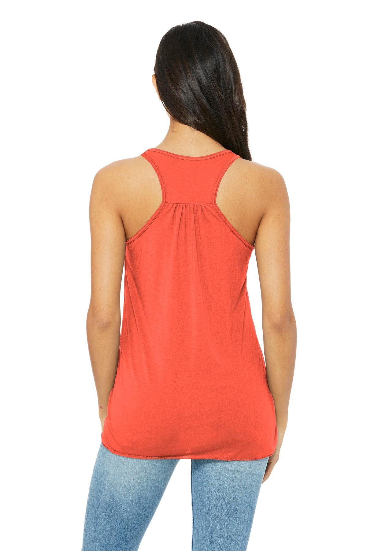 Coral BELLA+CANVAS Women's Flowy Racerback Tank. BC8800 plain