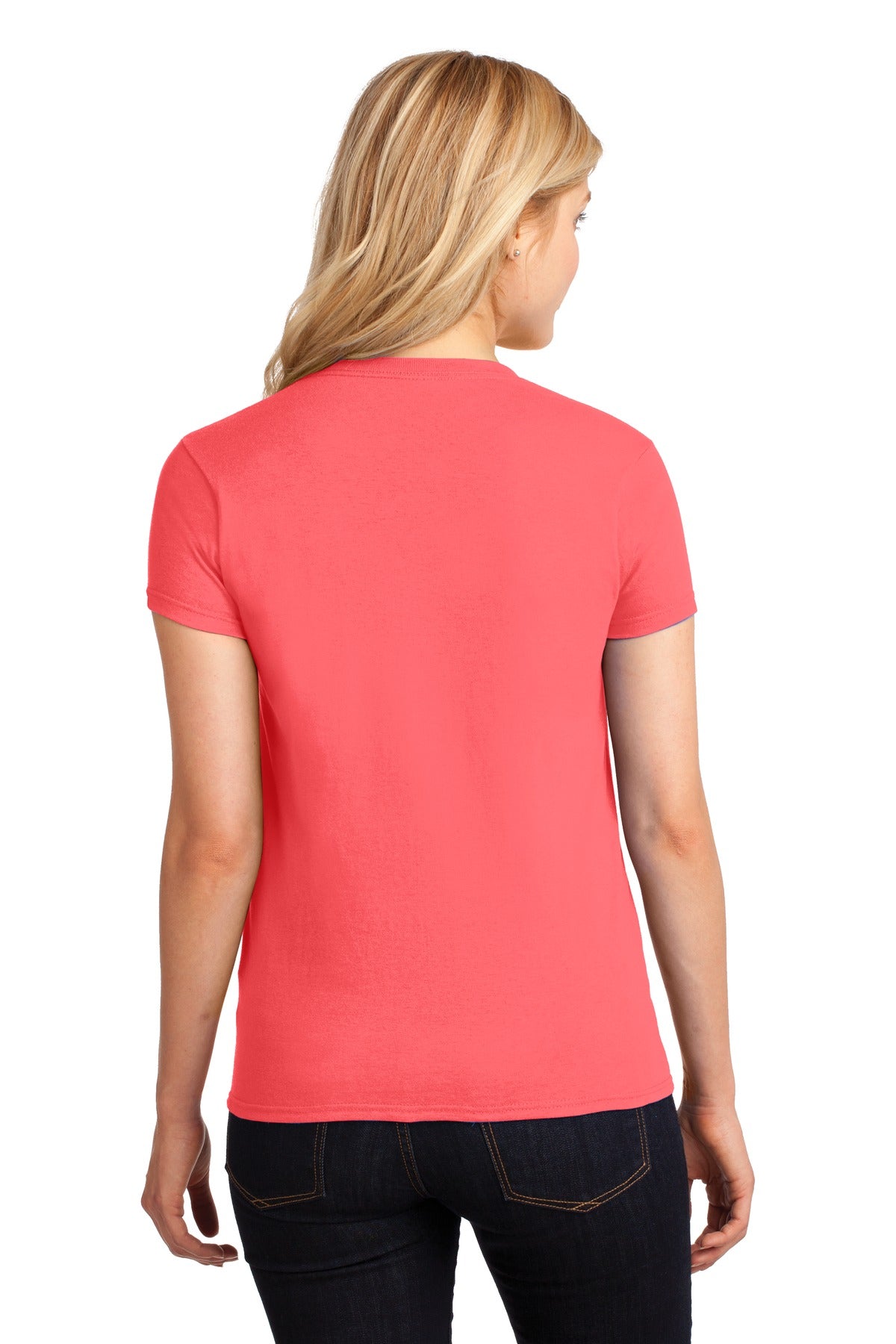 Coral Silk Gildan Women's Heavy Cotton 100% Cotton T-Shirt. 5000L plain
