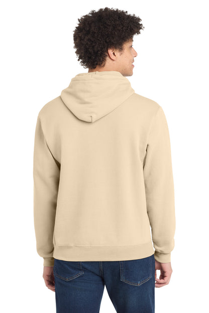 Creme Port & Co Core Fleece Pullover Hooded Sweatshirt. PC78H plain