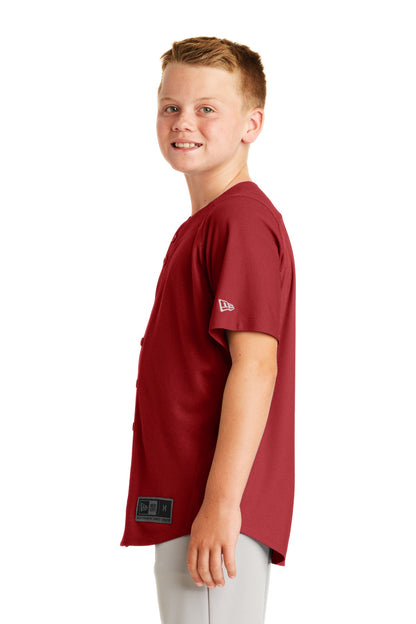Crimson New Era Youth Diamond Era Full-Button Jersey. YNEA220 plain