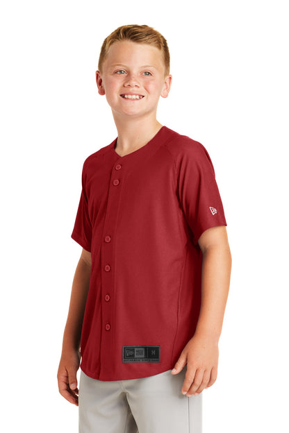 Crimson New Era Youth Diamond Era Full-Button Jersey. YNEA220 plain