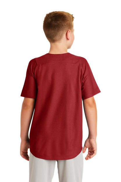 Crimson New Era Youth Diamond Era Full-Button Jersey. YNEA220 plain