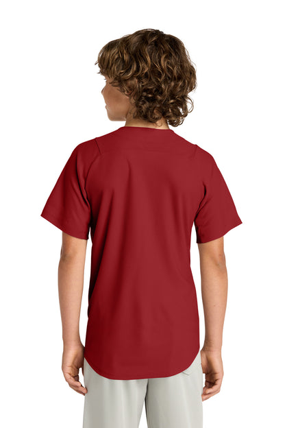 Crimson New Era Youth Diamond Era Full-Button Jersey. YNEA220