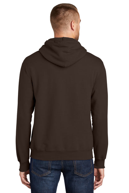 Dark Chocolate Port & Co Tall Essential Fleece Pullover Hooded Sweatshirt. PC90HT plain