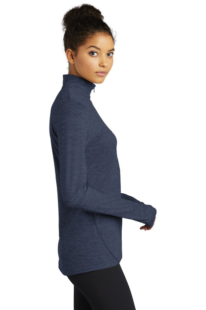 Dark Denim Hth Sport-Tek Women's Exchange 1.5 Long Sleeve 1/2-Zip LST711 plain