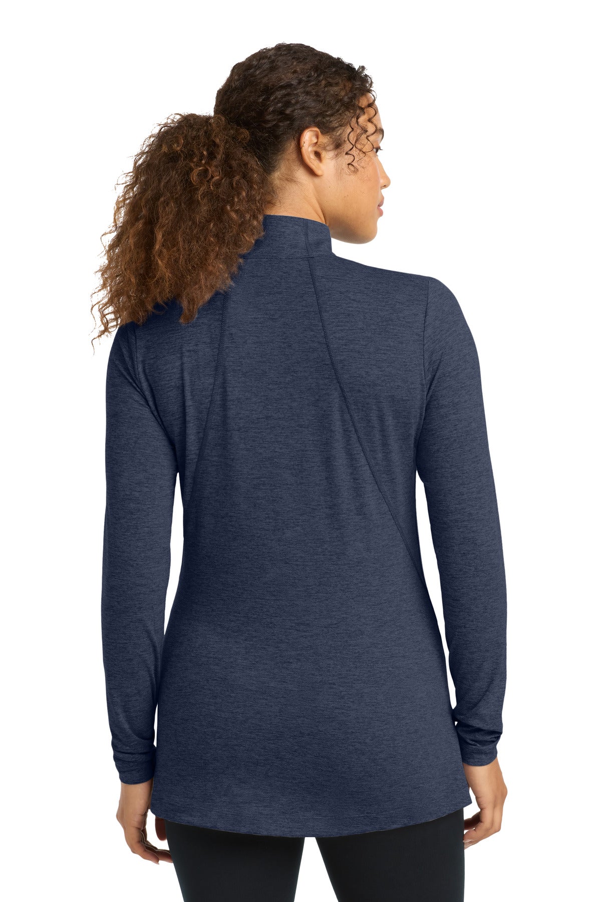 Dark Denim Hth Sport-Tek Women's Exchange 1.5 Long Sleeve 1/2-Zip LST711 plain