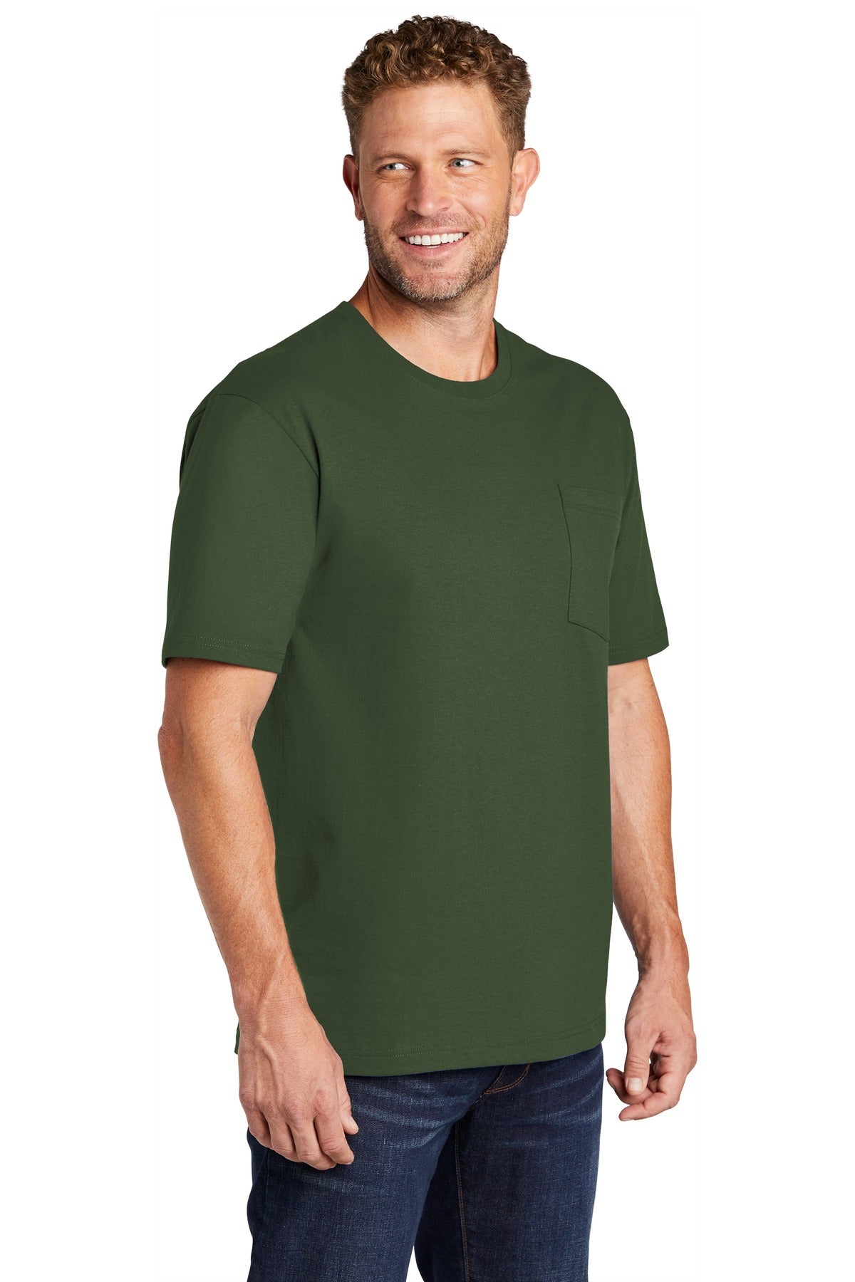 Dark Green CornerStone Workwear Pocket Tee CS430 plain