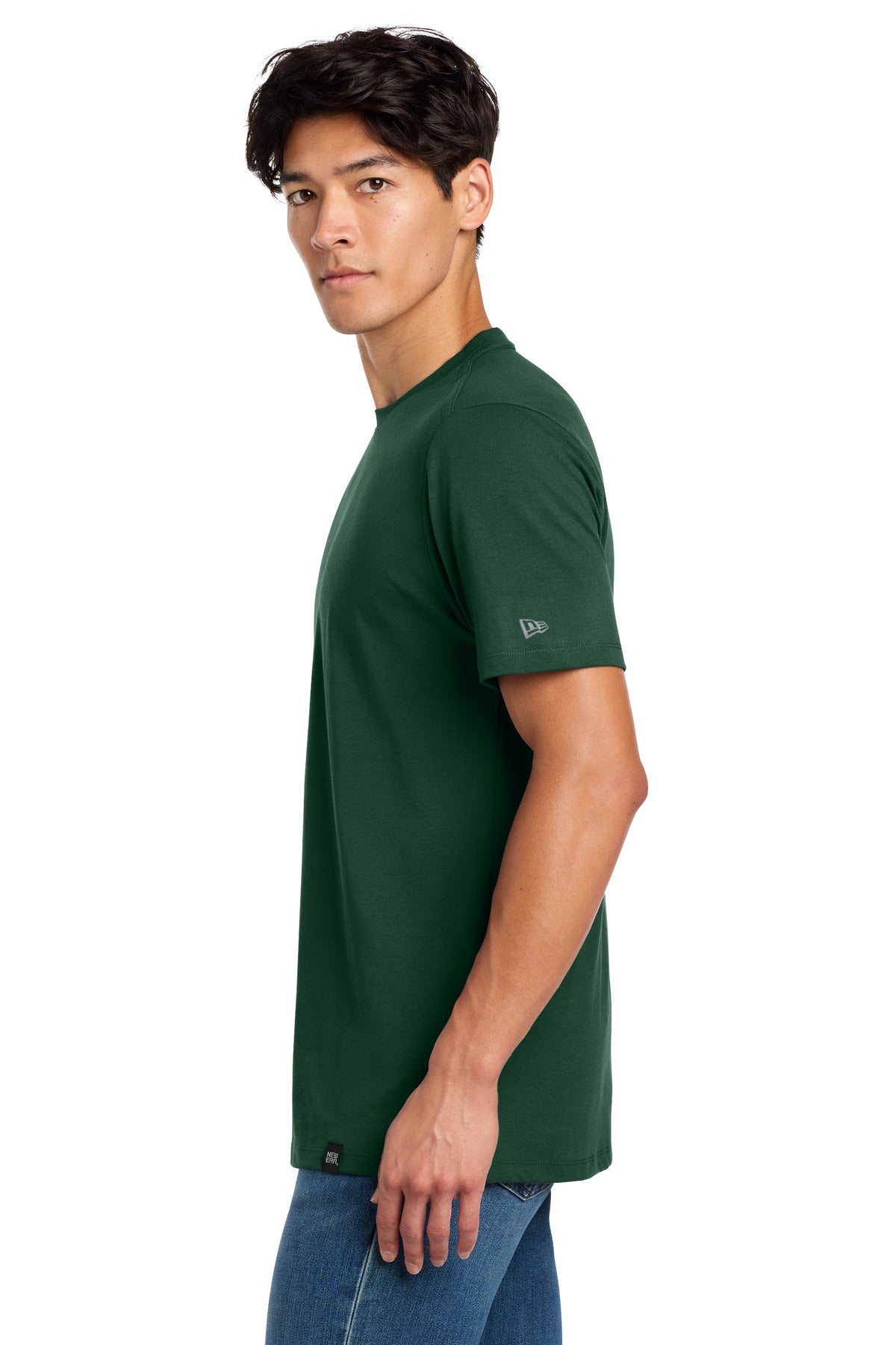 Dark Green New Era Heritage Blend Crew Tee. NEA100 plain