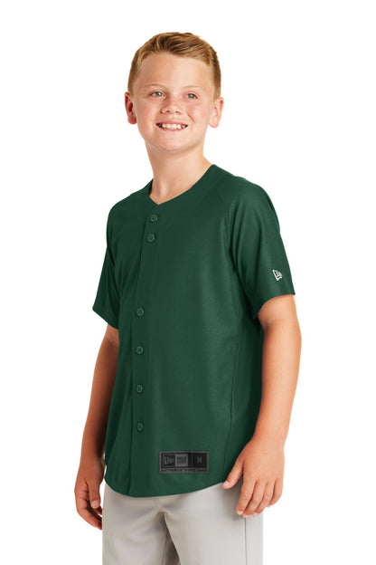 Dark Green New Era Youth Diamond Era Full-Button Jersey. YNEA220 plain
