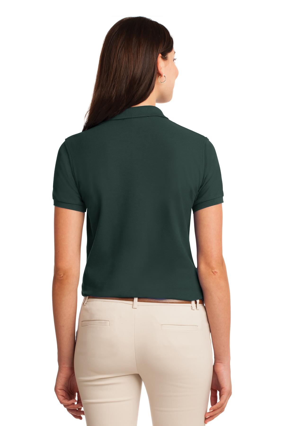 Dark Green Port Authority Women's Silk Touch Polo. L500 plain