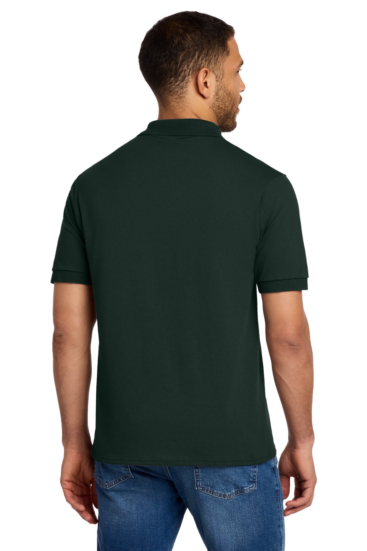 Dark Green Port & Co Core Blend Jersey Knit Polo. KP55 plain