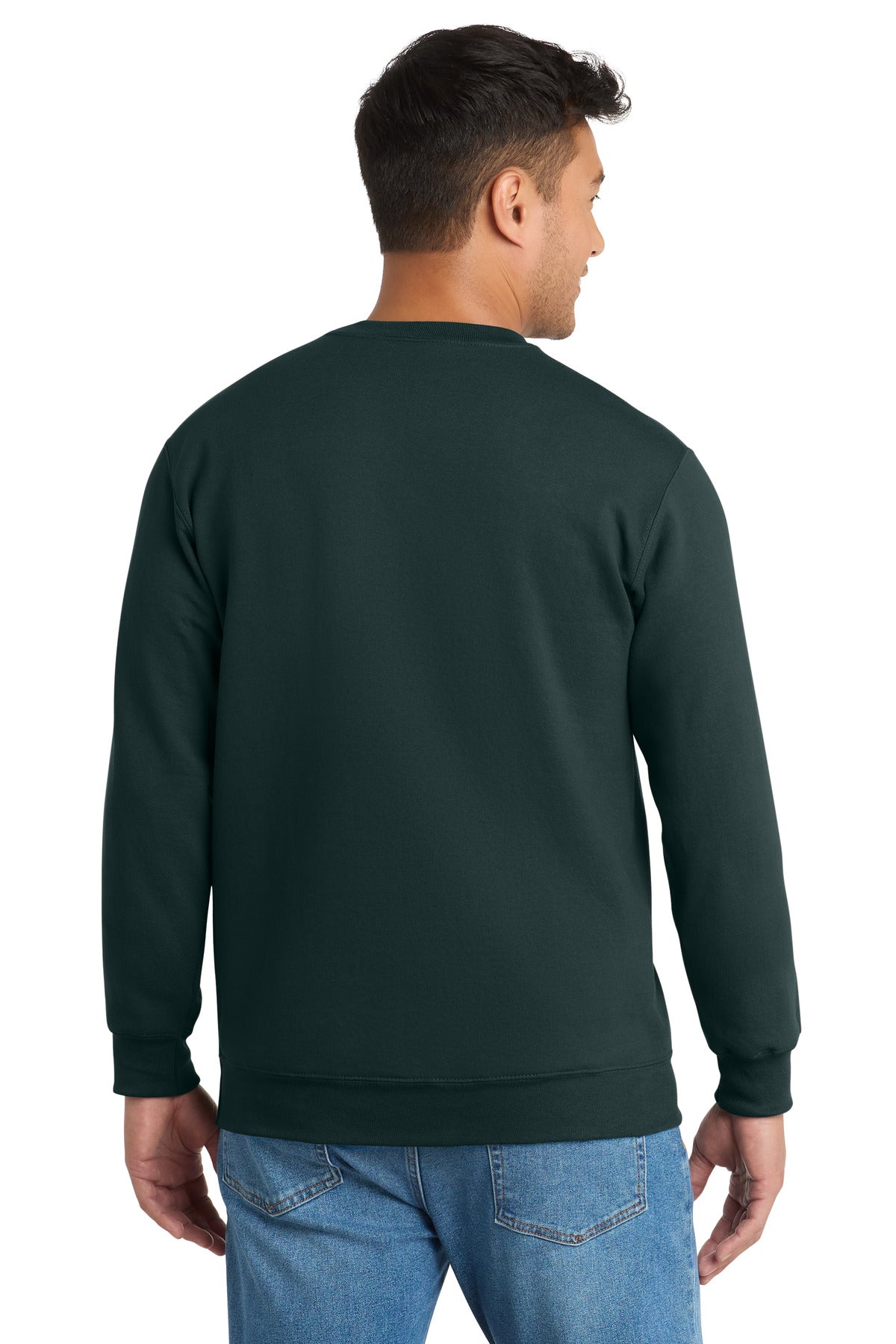 Dark Green Port & Co Essential Fleece Crewneck Sweatshirt. PC90 plain