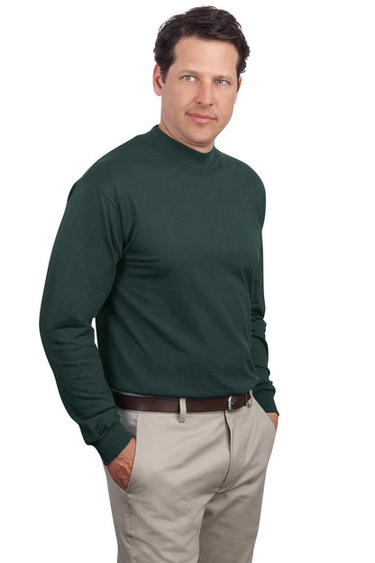 Dark Green Port & Co Essential Mock Turtleneck. PC61M plain