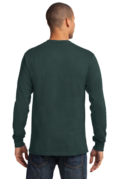 Dark Green Port & Co Long Sleeve Essential Tee. PC61LS plain