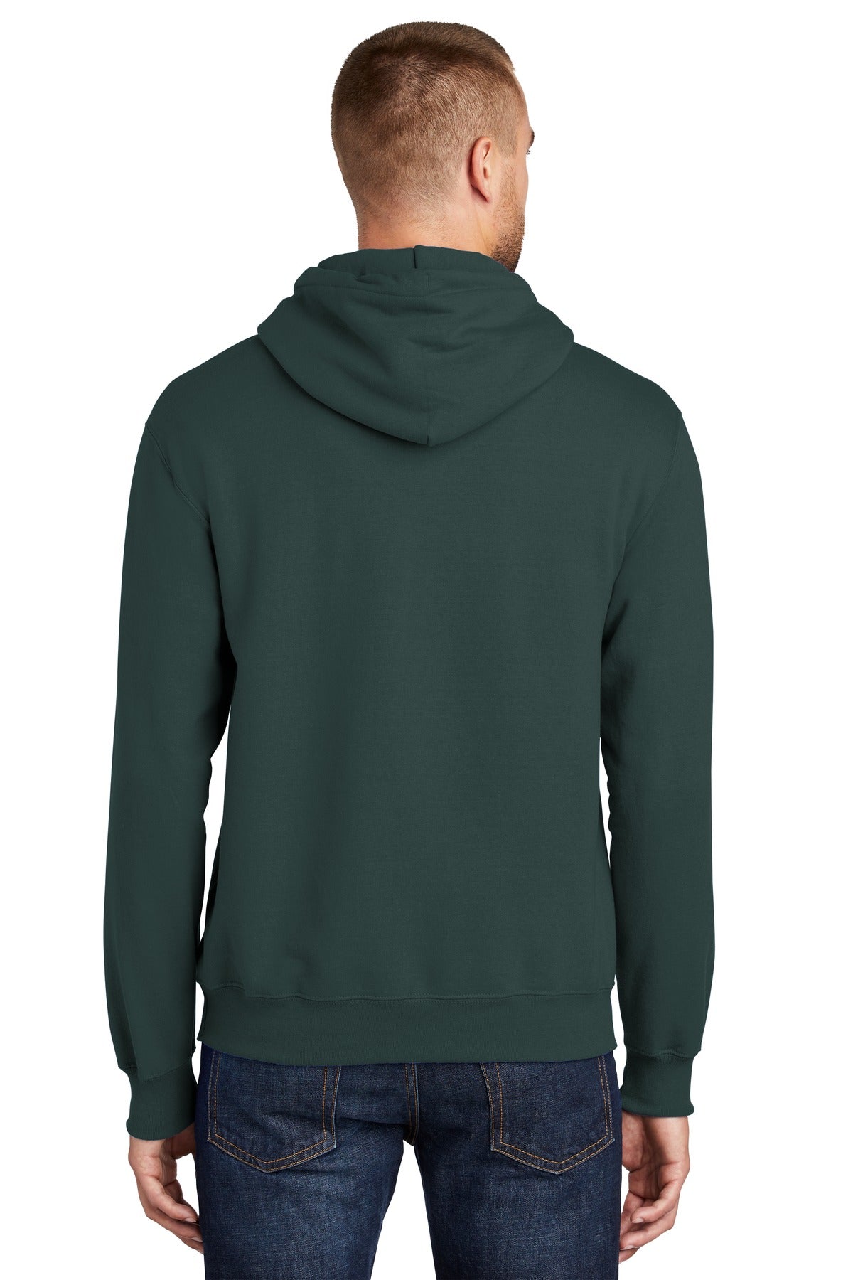 Dark Green Port & Co Tall Essential Fleece Pullover Hooded Sweatshirt. PC90HT plain