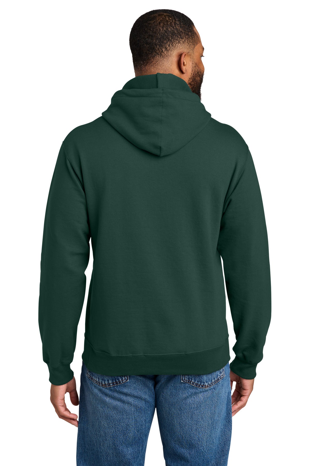 Dark Green Port & Co Tall Essential Fleece Pullover Hooded Sweatshirt. PC90HT plain