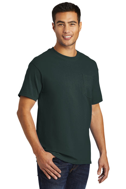 Dark Green Port & Co Tall Essential Pocket Tee. PC61PT plain