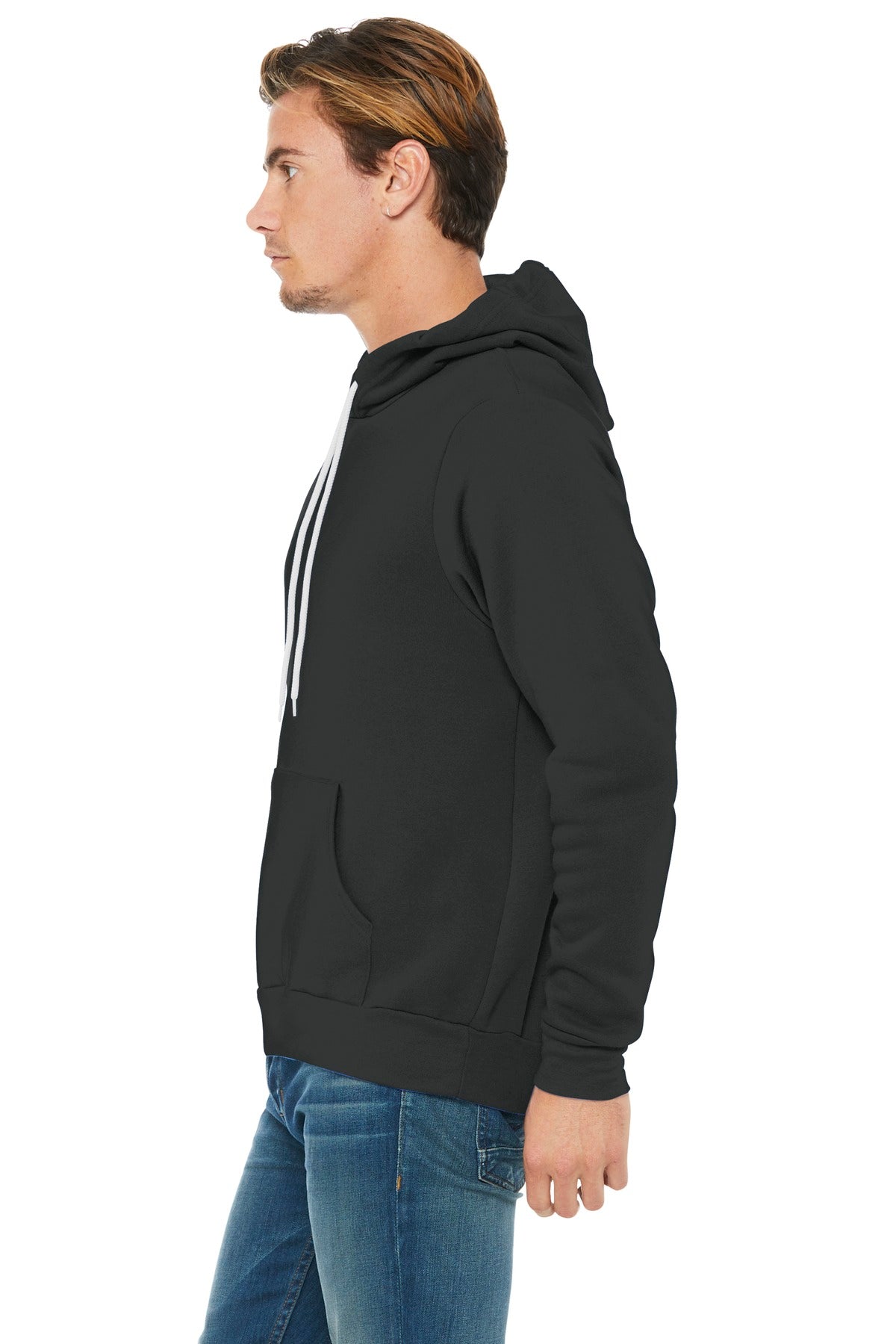 Dark Grey BELLA+CANVAS Unisex Sponge Fleece Pullover Hoodie. BC3719 plain
