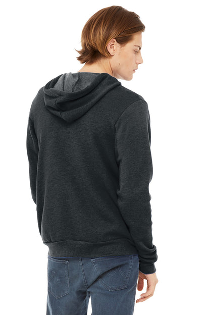 Dark Grey Ht BELLA+CANVAS Unisex Sponge Fleece Full-Zip Hoodie. BC3739 plain