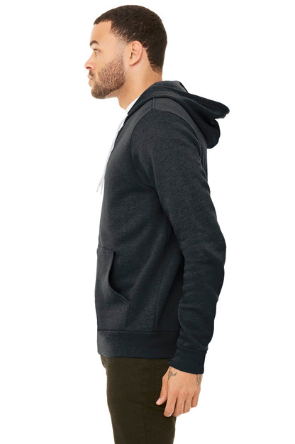 Dark Grey Ht BELLA+CANVAS Unisex Sponge Fleece Pullover Hoodie. BC3719 plain