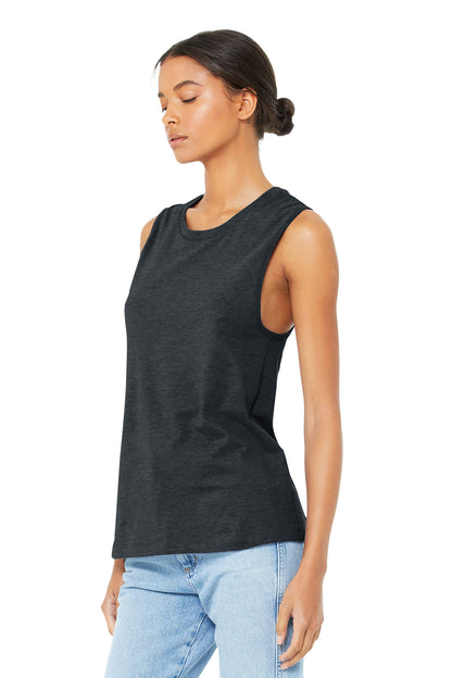 Dark Grey Ht BELLA+CANVAS Women's Jersey Muscle Tank. BC6003 plain