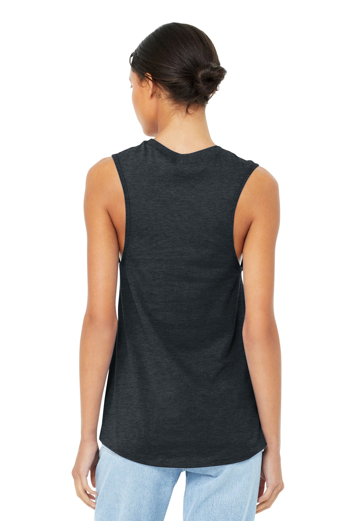 Dark Grey Ht BELLA+CANVAS Women's Jersey Muscle Tank. BC6003 plain