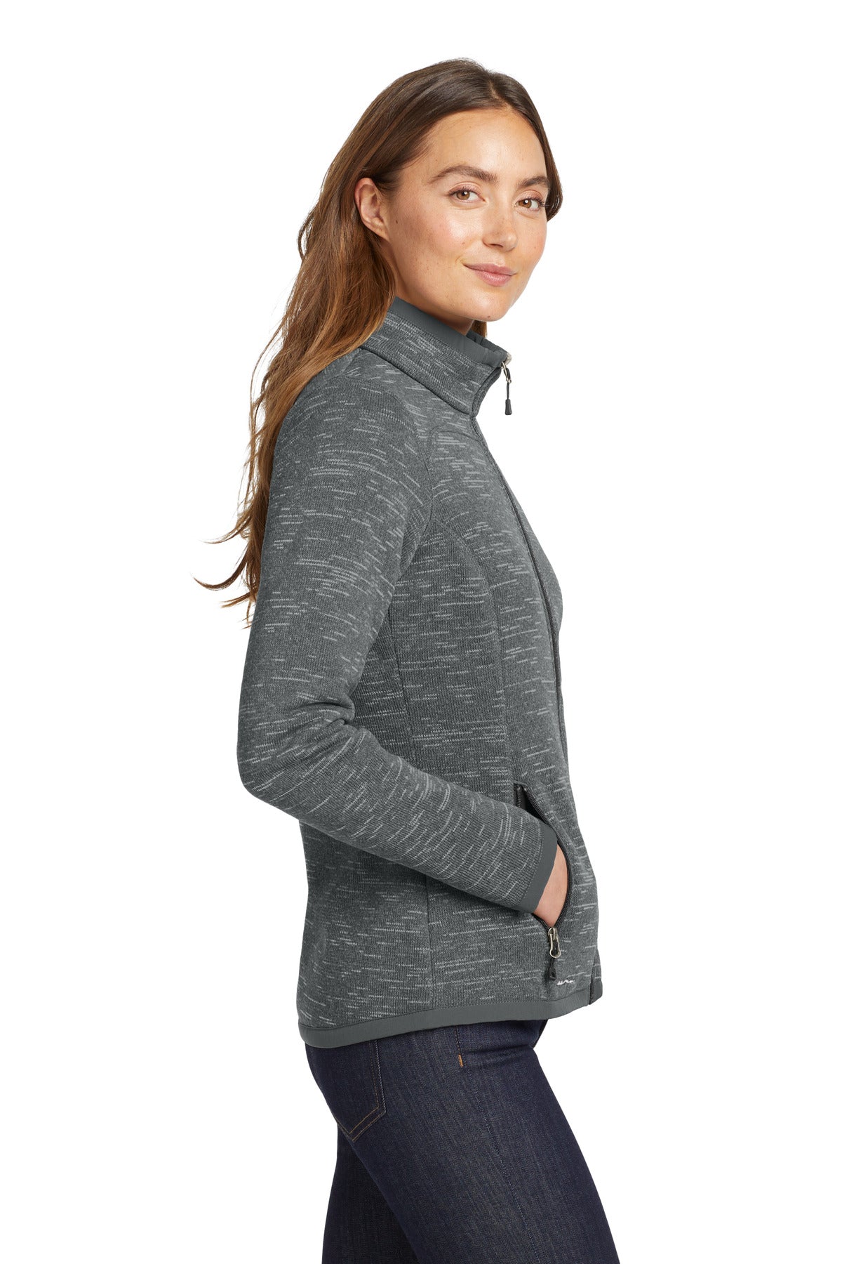Dark Grey Hthr Eddie Bauer Women's Sweater Fleece Full-Zip. EB251 plain