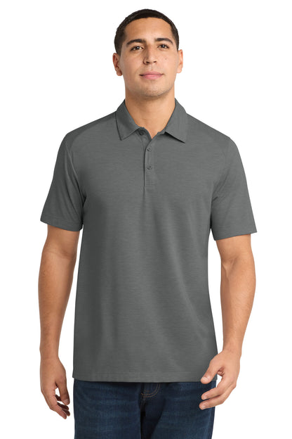 Dark Grey Hthr Sport-Tek PosiCharge Tri-Blend Wicking Polo. ST405 plain