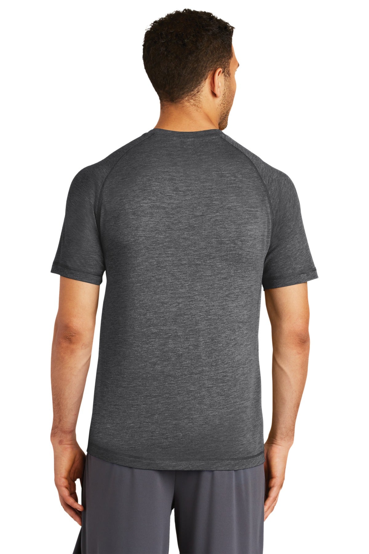 Dark Grey Hthr Sport-Tek PosiCharge Tri-Blend Wicking Raglan Tee. ST400 plain