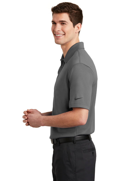 Dark Grey Nike Dri-FIT Hex Textured Polo. NKAH6266 plain