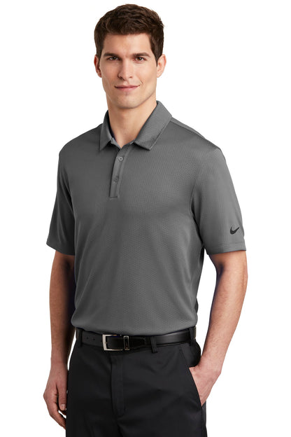 Dark Grey Nike Dri-FIT Hex Textured Polo. NKAH6266 plain
