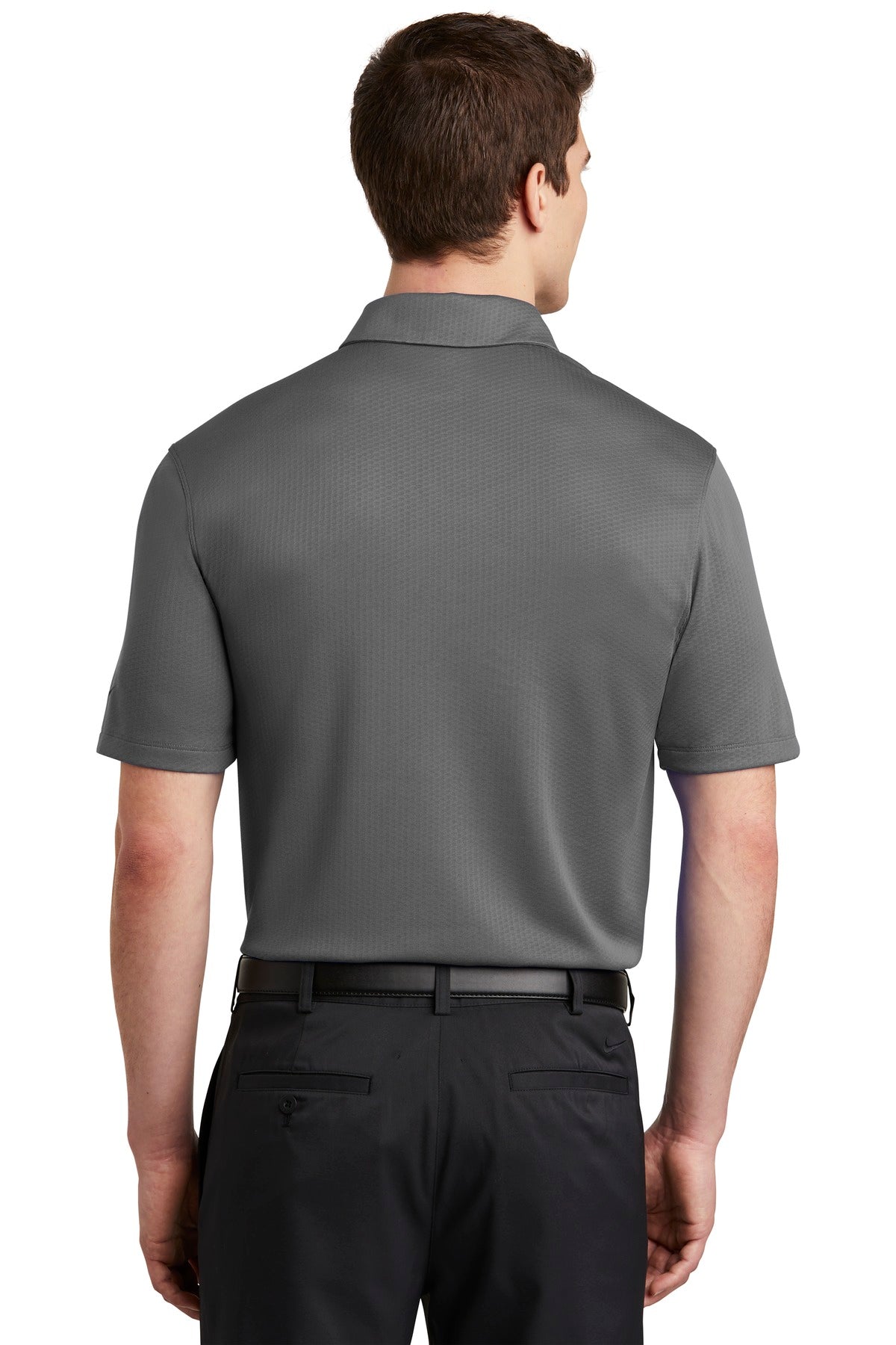 Dark Grey Nike Dri-FIT Hex Textured Polo. NKAH6266 plain