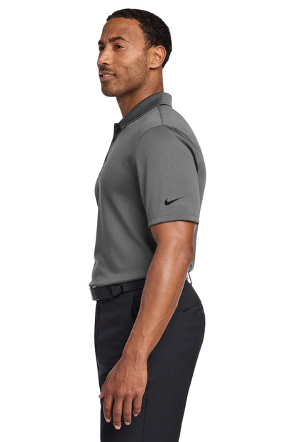 Dark Grey Nike Dri-FIT Hex Textured Polo. NKAH6266 plain
