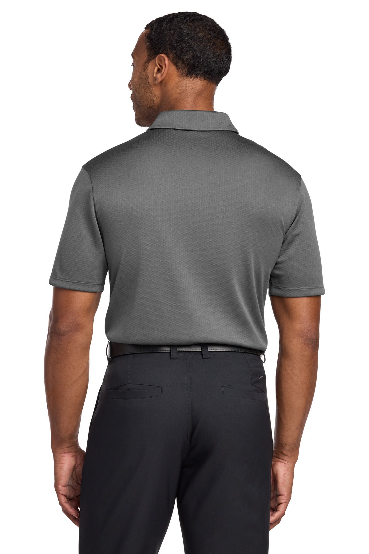Dark Grey Nike Dri-FIT Hex Textured Polo. NKAH6266 plain